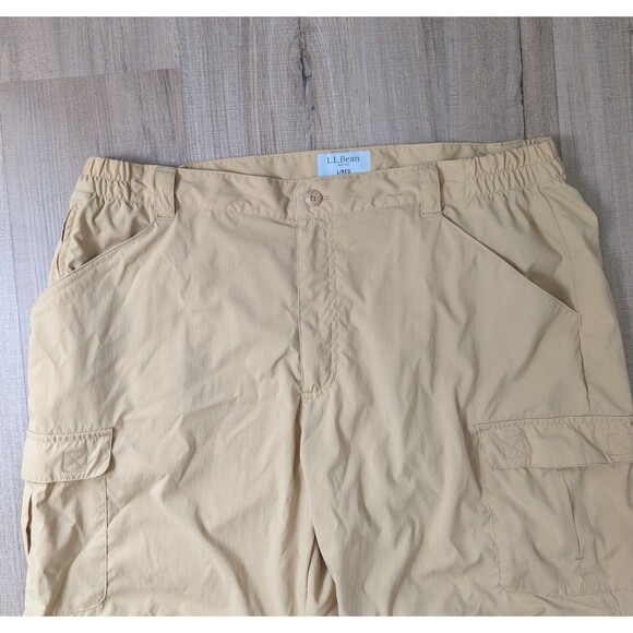 LL Bean Zip Off Pants Size L Beige Nylon Cargo Convertible Hiking Gorpcore - Picture 5 of 13